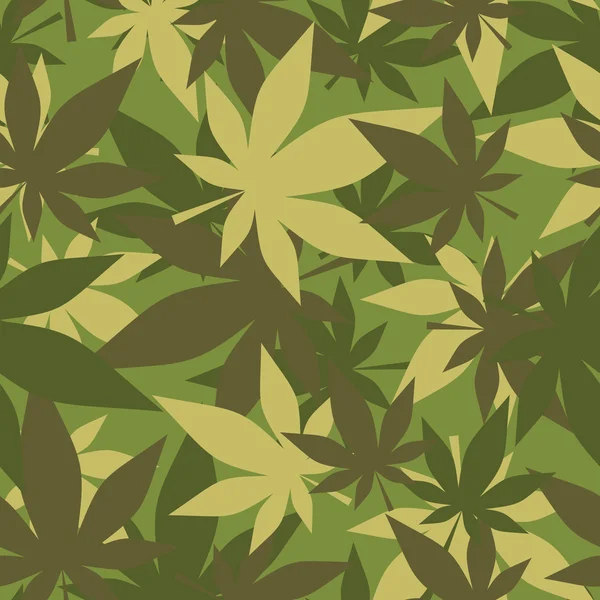 Military texture of marijuana. Soldiers camouflage hemp. Army se — Stockvector