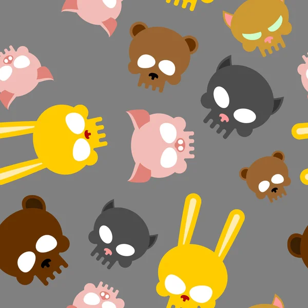 Child seamless pattern for Halloween. Skulls of baby animals. Ve — Διανυσματικό Αρχείο