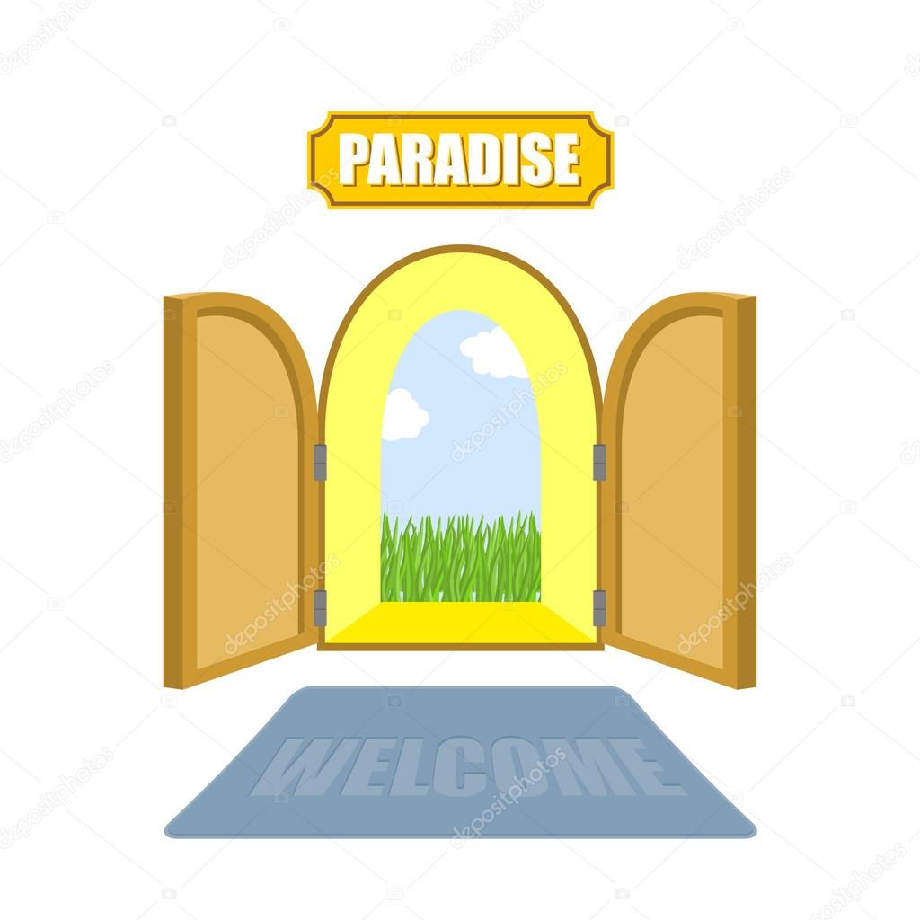 Gates of paradise on a white background. Entrance to paradise. A