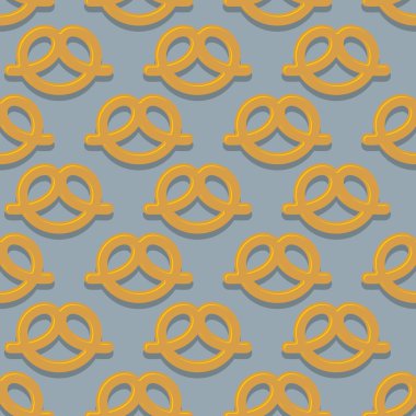 Pretzel seamless pattern. Beer snack vector background. Ornament