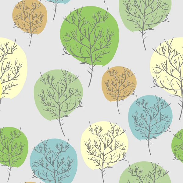 Trees seamless pattern. Trees with colored foliage. Vintage retr — Wektor stockowy