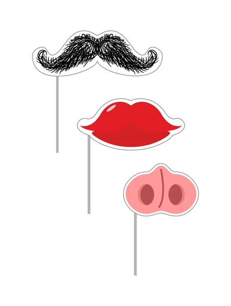 Ensemble de masque de carnaval. Illustration vectorielle Fausse moustache et lèvres. N — Image vectorielle