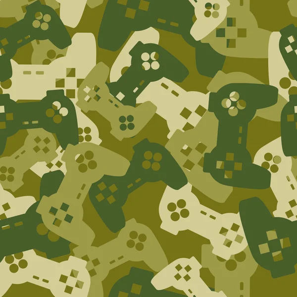 Textura militar de joysticks de juego. Ejército sin costura patrón ga — Archivo Imágenes Vectoriales