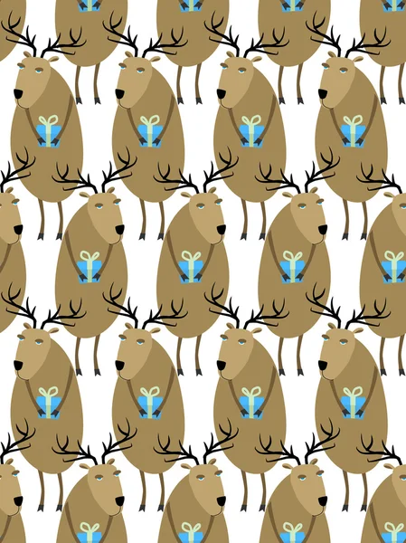 Christmas Reindeer with gifts seamless pattern. Horny animals, S — Stok Vektör