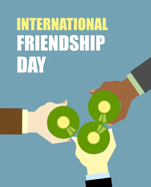 International Friends Day. Friends drinking beer. Top View Clink — Stockový vektor