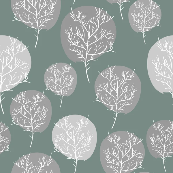 Gray abstract trees seamless background. Vector pattern flora. R — Stock Vector