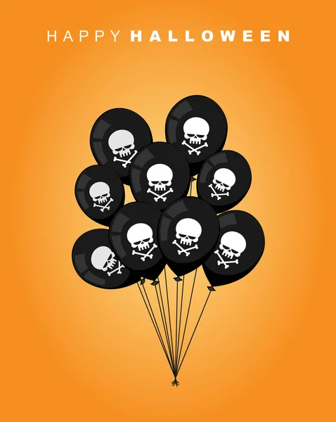 Joyeux Halloween. Ballon noir avec crâne et os. Accessoire t — Image vectorielle