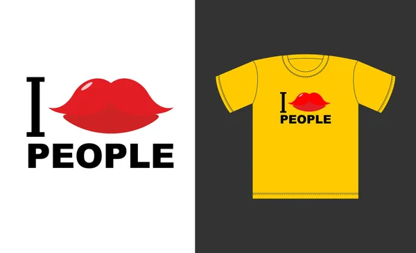 J'aime les gens. Symbole de baiser d'amour. Logo pour t-shirts bon, joie — Image vectorielle