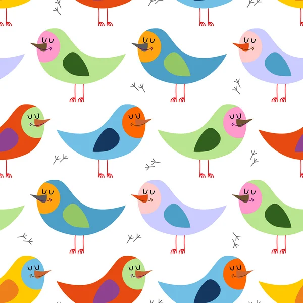 Безшовний візерунок барвистих птахів. Векторний фон для веселощів ch — стоковий вектор