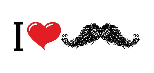 口ひげが大好きです。愛の心のシンボルです。H のロゴの愛好家のため — ストックベクタ