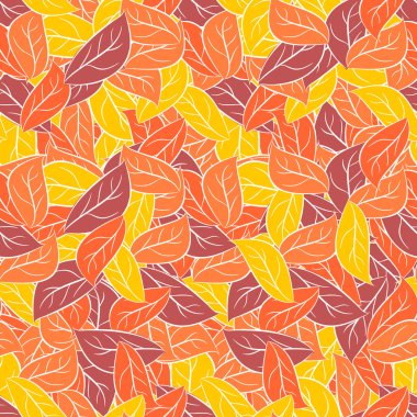 Autumn foliage in pastel colours. Vector seamless pattern for fa