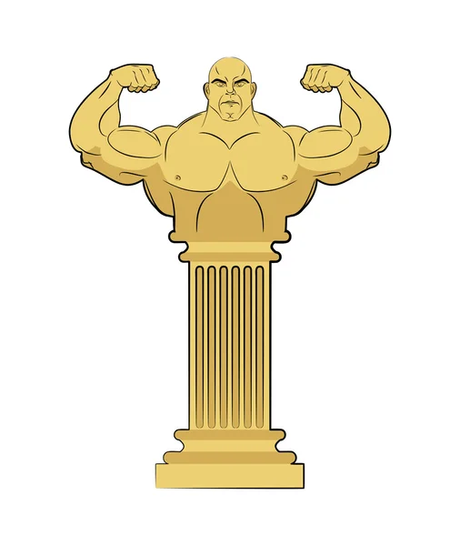 Oude Griekse sculptuur van atleet. Lichaam sterke man op kolom. — Stockvector
