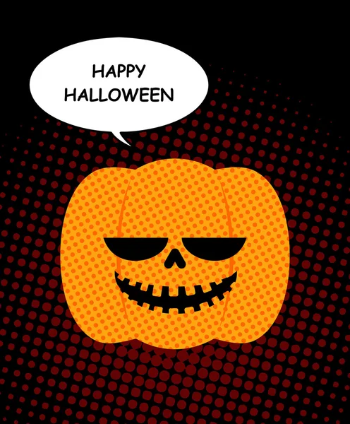 Happy Halloween. Pumpkin with bubble pop art. Jolly pumpkin open — Stock vektor