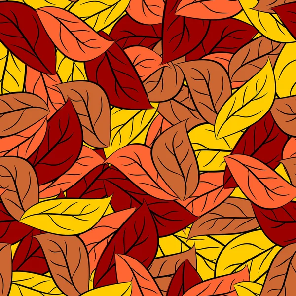 Autumn texture of  leaves of trees. Vector seamless pattern foli — Wektor stockowy