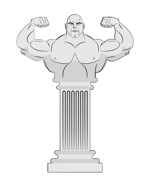 Pedestal with body of athlete. Greek column with a strong man. V — 图库矢量图片