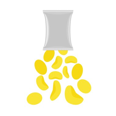 Bir paket cips. Ambalaj açın. Patates cipsi düşer. Packagi