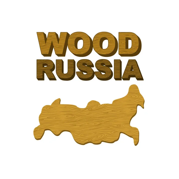Wood Russia. Map of country in form of  wooden cutting board for — Stock Vector