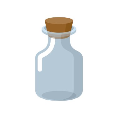 Chemical glass bottle with a wooden stopper. Magic potion bottle