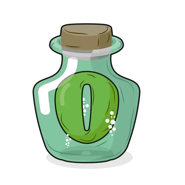 Zero in  magical bottle. Number 0 in  bottle for laboratory and — 스톡 벡터