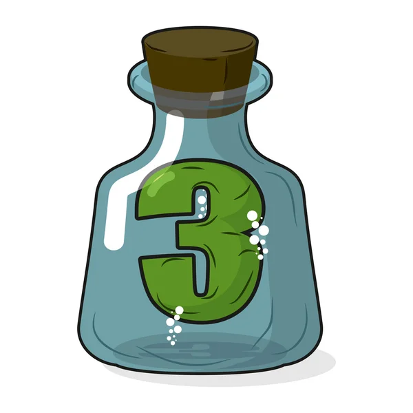 Three in bottle for scientific research. Figure 3 in  magic vess — 스톡 벡터