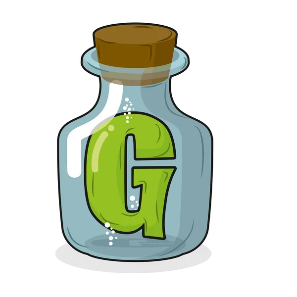 G in  bottle for scientific research. letter in a magical vessel — Stock Vector