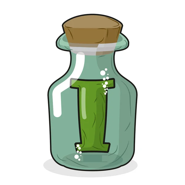 I in  magic jar. Letter to lab for tests and research bottle. Gl — 스톡 벡터