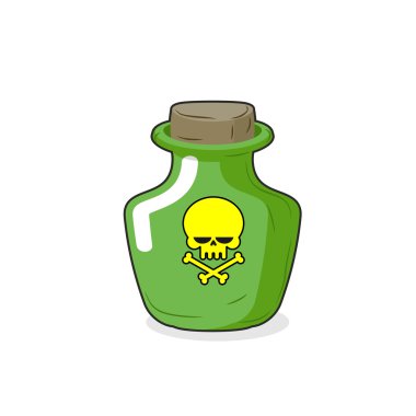 Sihirli şişe bir kafatası ile. Tıbbi bir zehirli liqui şişesiyle