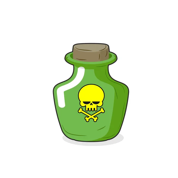 Magic Bottle with a skull. Medical bottle with a poisonous liqui — Stock Vector