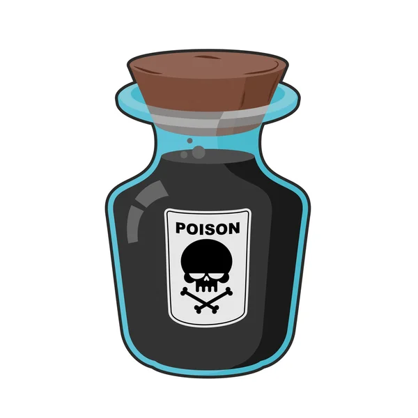 Bottle with poison. Magic Vintage bottle with a black potion. Sk — Stock Vector