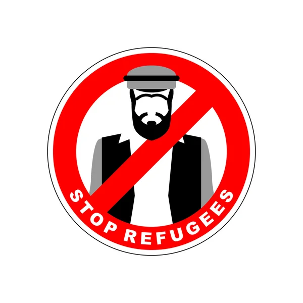 Zákaz přistěhovalci. Zastavte uprchlíků. Hrůzu nahánějící červený znak. Syrská M — Stockový vektor