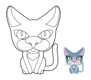 Kedi boyama kitabı. Vektör Lineer illüstrasyon evde beslenen hayvan.