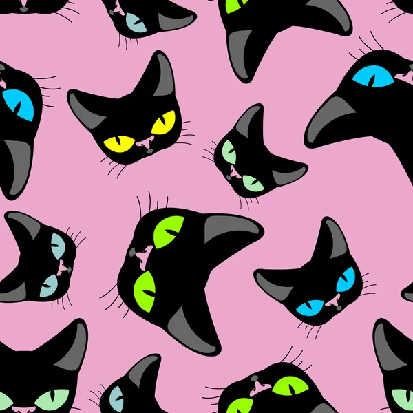 黒猫ピンク背景のシームレスな pattekrn。ベクトルの背景 — ストックベクタ