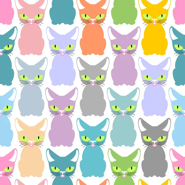 Color cat seamless texture. Pattern of cute cats. Pet background — Stock Vector