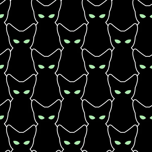 Schwarze Katze nahtlose Muster. Vektorhintergründe für Halloween. th — Stockvektor