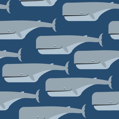 Sperm whale seamless pattern. Blue whale vector background. Grea clipart