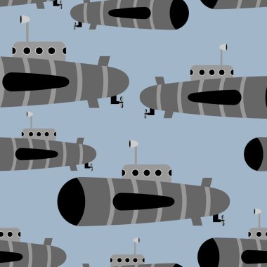 Submarine seamless pattern. Vector background of underwater ship