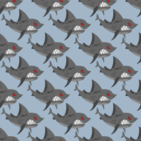 Tiburón terrible. Paquete de tiburones sin costuras de fondo. Patte marina — Vector de stock