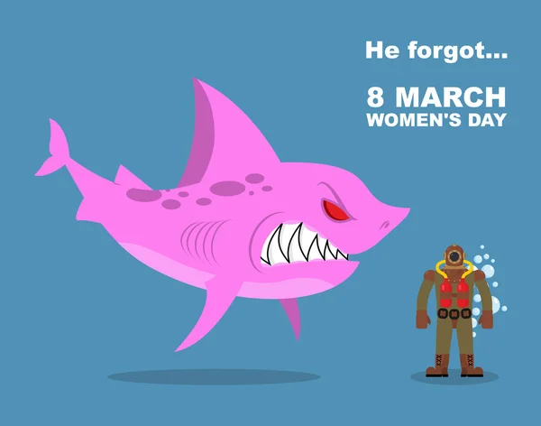 He forgot about 8 March. International womens day. Wicked  Pink — Wektor stockowy