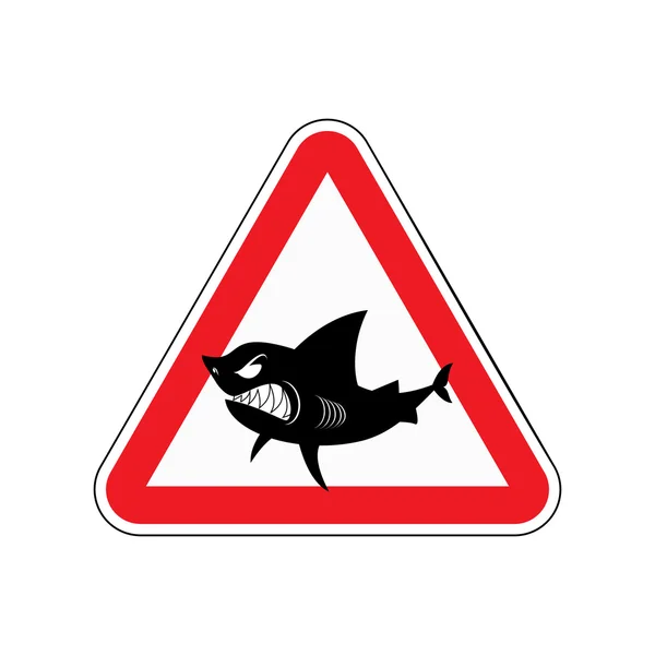 Sign of attention to shark. Red triangle with silhouette of  too — Stock Vector