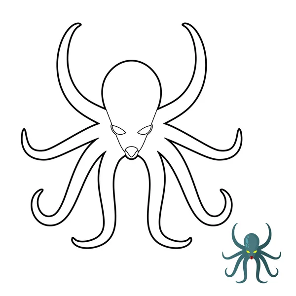 Octopus coloring book. Cthulhu, kraken underwater angry clam. Ve — Stockový vektor