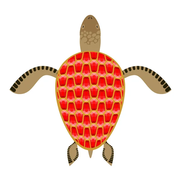 Garnet turtle. Shell Aquatic Turtle with precious stones. Fantas — Stock Vector