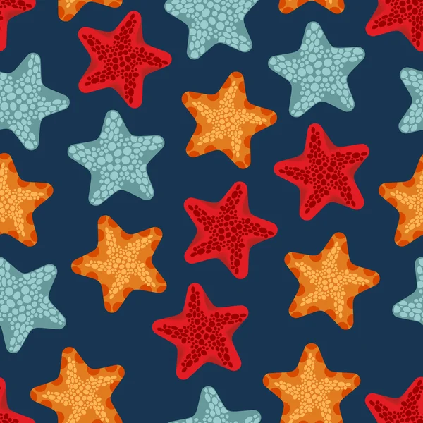 Patrón de estrellas de mar sin costuras. Fondo vectorial de los animales de aguas profundas — Archivo Imágenes Vectoriales