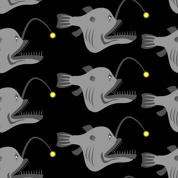 Безшовний візерунок глибоководних риб. Векторний фон Fish Mon — стоковий вектор