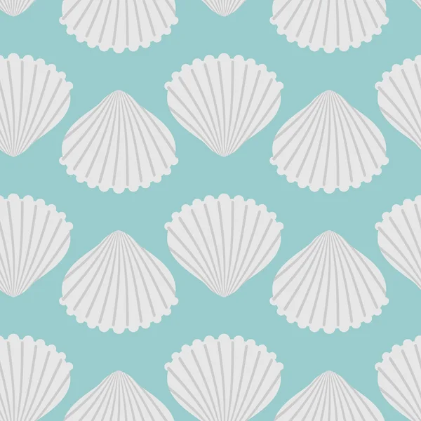 Seashell seamless pattern. Scallop vector background — Stock Vector