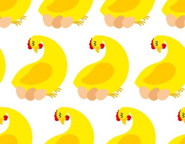 Chicken farm seamless pattern. Vector background of chickens and