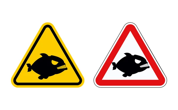 Dangerous marine predator. Attention of  Piranha. Hazard symbols — ストックベクタ