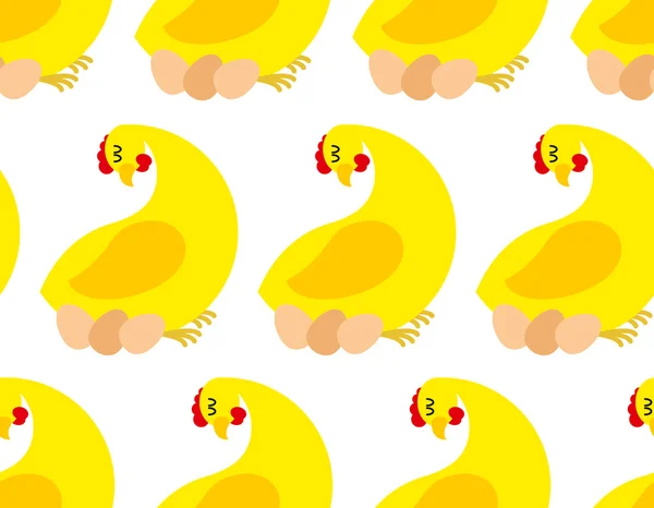 Chicken farm seamless pattern. Vector background of chickens and — 图库矢量图片
