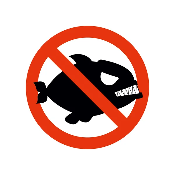 Forbidden Piranha. Stop fish. Red forbidding character. Striketh — Stok Vektör
