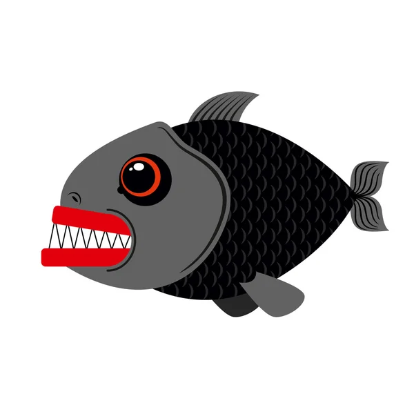 Piranha marine predator on white background.Terrible sea fish wi — Stockový vektor