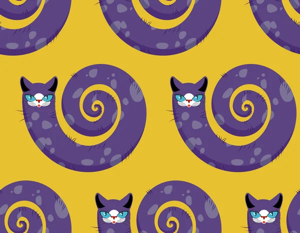 Purple Cat seamless pattern. Fabulous animals vector background. — Stock vektor